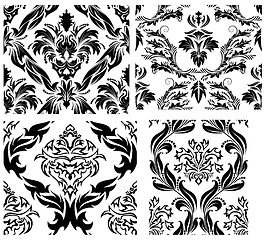 Image showing seamless damask patterns set