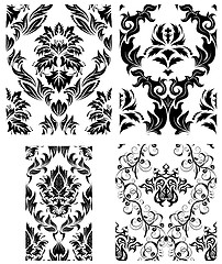 Image showing seamless damask patterns set