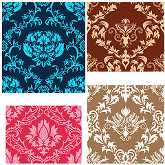 Image showing seamless damask patterns set