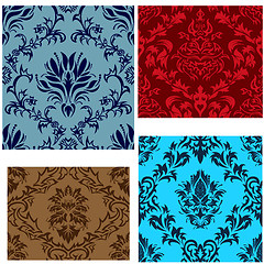 Image showing seamless damask patterns set