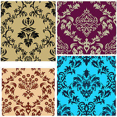 Image showing seamless damask patterns set