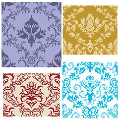 Image showing seamless damask patterns set