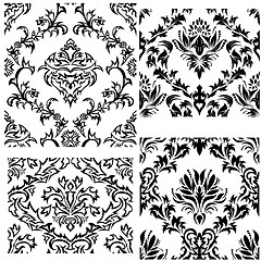 Image showing seamless damask patterns set