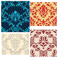 Image showing seamless damask patterns set