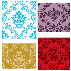 Image showing seamless damask patterns set