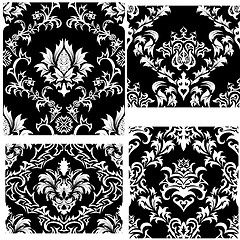 Image showing seamless damask patterns set