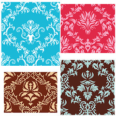 Image showing seamless damask patterns set