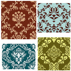 Image showing seamless damask patterns set