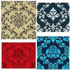 Image showing seamless damask patterns set