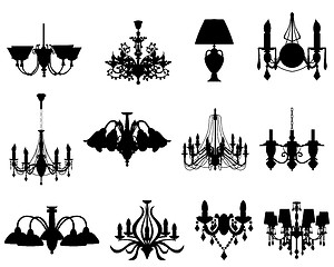 Image showing set of lamps silhouettes