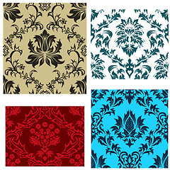 Image showing seamless damask patterns set