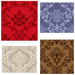 Image showing seamless damask pattern set