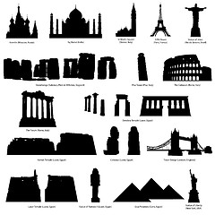 Image showing landmarks silhouette set