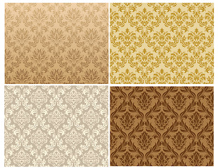 Image showing seamless damask pattern set