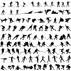 Image showing Set of winter sport silhouettes