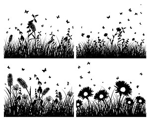 Image showing set of grass silhouettes