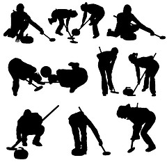 Image showing curling silhouette set