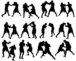 Image showing boxing silhouette set