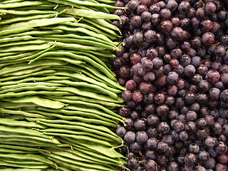 Image showing Fruit shop - beans and grapes