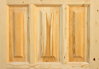 Image showing Fragment wooden door made of coniferous tree