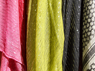 Image showing Colorful textile - cloth scarves