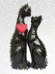 Image showing Two enamoured cats on a white background