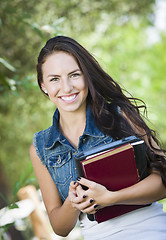 Image showing Mixed Race Young Girl Student with School Books 