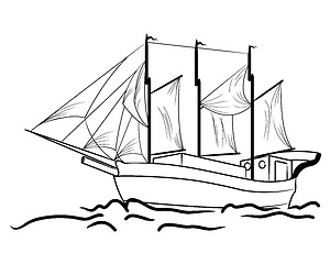 Image showing Sketch of nautical sailing vessel