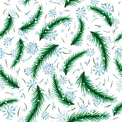 Image showing Winter snowflake and fir brunch seamless pattern. 