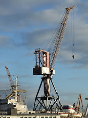 Image showing Crane at a cargo harbor in Russia