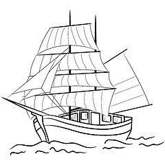 Image showing Sketch of nautical sailing vessel