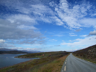 Image showing Coastal road and a beautiful sky