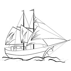 Image showing Sketch of nautical sailing vessel