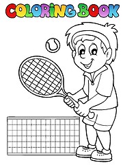 Image showing Coloring book cartoon tennis player