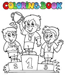 Image showing Coloring book winners podium