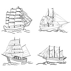 Image showing Set of sketch sailing vessel