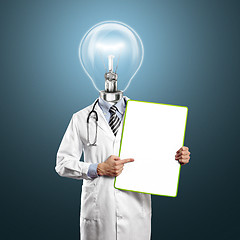 Image showing Lamp Head Doctor Man With Empty Board