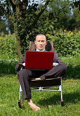 Image showing Businessman Working Outdoors