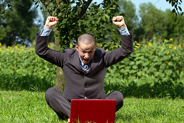 Image showing Businessman Working Outdoors