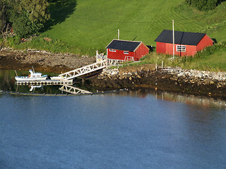 Image showing Small houses and a harbour