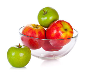 Image showing Glass bowl with apples isolated on white