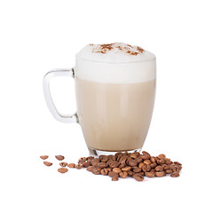 Image showing cup of latte isolated on white