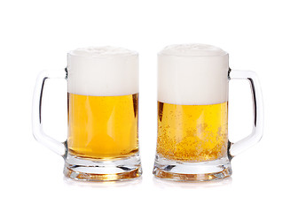 Image showing Two beer mugs isolated on a white background