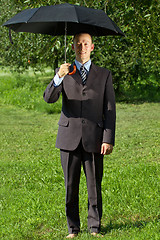 Image showing Businessman Working Outdoors