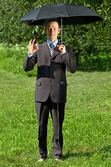 Image showing Businessman Working Outdoors