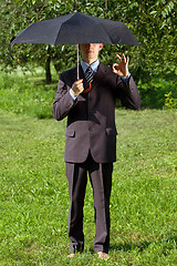 Image showing Businessman Working Outdoors