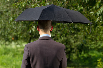 Image showing Businessman Working Outdoors