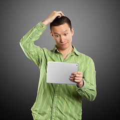 Image showing Business Man With Touch Pad