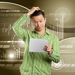 Image showing Business Man With Touch Pad