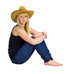 Image showing Young girl in a farmer dress
